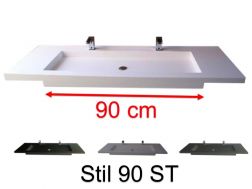 Double vanity top, 50 x 130 cm, suspended or recessed, in mineral resin - STIL 90 ST