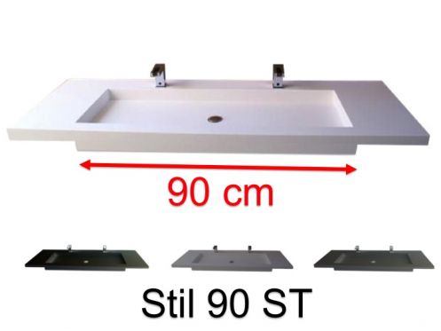 Double vanity top, 50 x 170 cm, suspended or recessed, in mineral resin - STIL 90 ST