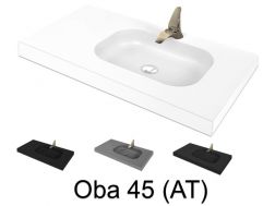 Washstand, 50 x 130 cm, suspended or recessed, in mineral resin - OBA 45 AT
