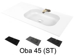 Washstand, 50 x 140 cm, suspended or recessed, in mineral resin - OBA 45 ST