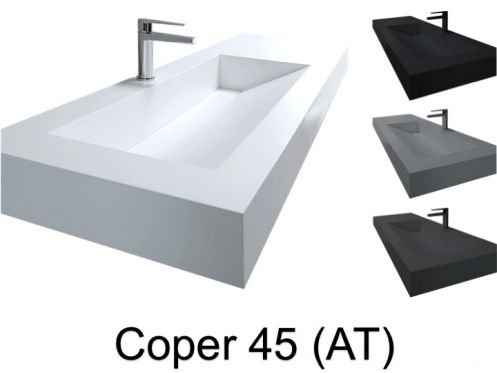 Washstand, 50 x 130 cm, suspended or recessed, in mineral resin - COPER 45 AT