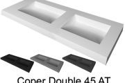 Double washbasin washbasin, 50 x 140 cm, suspended or recessed - DOUBLE COPER 45 AT