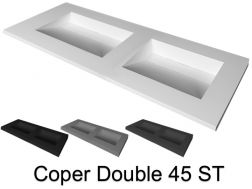 Double washbasin washbasin, 50 x 130 cm, suspended or recessed - DOUBLE COPER 45 ST