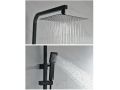 Shower panel, matt black, thermostatic, with straight and square finishes - MARBELLA BLACK