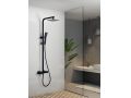 Shower panel, matt black, thermostatic, with straight and square finishes - MARBELLA BLACK