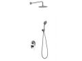 Built-in shower, mixer and round knob 25 cm - LEON CHROME