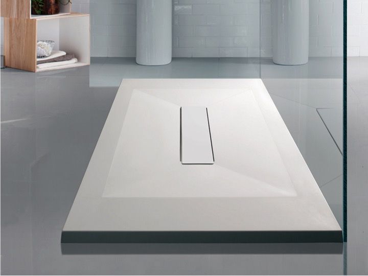 Corian Shower Tray Solid Surface Mineral Resin Central Drain