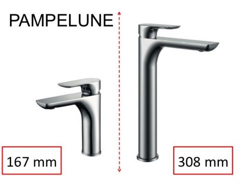 Single lever mixer tap, single lever mixer, height 167 or 308 mm - PAMPELUNE CHROME