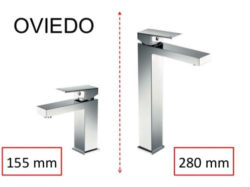 Washbasin tap, mixer, with square lines - OVIEDO CHROME