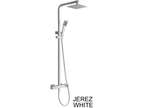 Shower Panel, Matte White, Mixer, Cube Style - JEREZ White