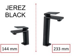 Lavatory Faucet, Matte Black, Mixer, Height 144 and 233 mm - JEREZ Black