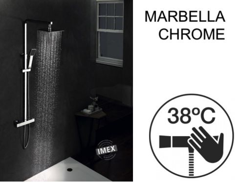 Shower column, thermostatic, with straight and square finishes - MARBELLA CHROME