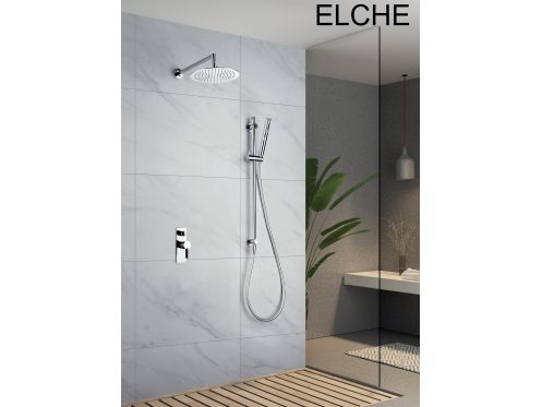 Built-in shower, mixer and round knob 25 cm - ELCHE CHROME