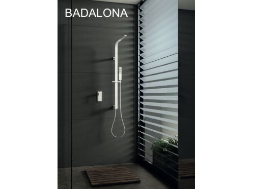 Built-in shower, White matt mixer tap and design knob - BADALONA BLANC