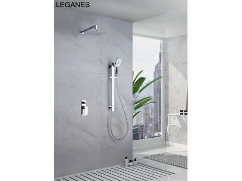 Built-in shower, mixer tap and design knob - LEGANES CHROME