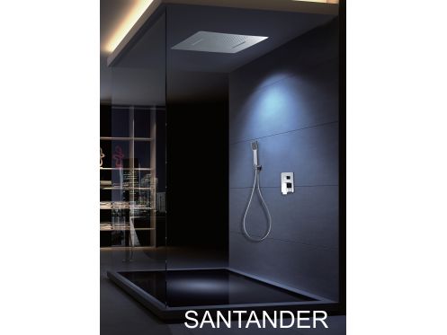 Built-in shower, mixer tap and ceiling light with waterfall, rain and micro rain - SANTANDER CHROME