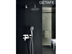 Built-in shower, mixer and round knob Ø25 cm - GETAFE CHROME