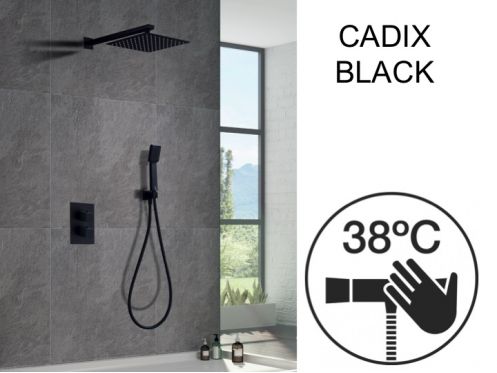 Built-in shower, thermostatic and rain shower head 25 x 25 - CADIX BLACK