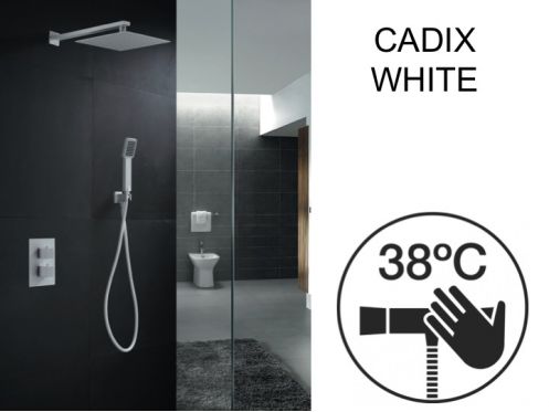 Built-in shower, thermostatic and rain shower head 25 x 25 - CADIX WHITE