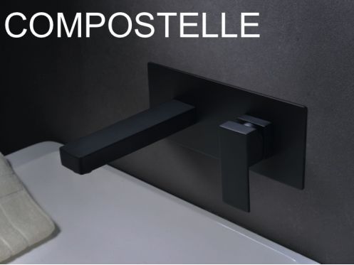 Recessed wall-mounted faucet, single lever, length 175 mm - COMPOSTELLE BLACK