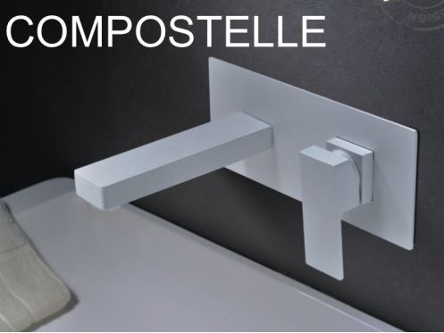 Recessed wall-mounted faucet, single lever, length 175 mm - COMPOSTELLE WHITE