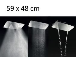 48 x 59 cm - Rectangular shower diffuser with waterfall, rain and micro rain - Chrome shower head