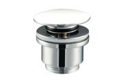 Bright white - sink drain, push up, glossy white ceramic finish