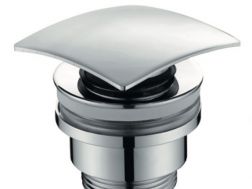 Chrome - Washbasin drain, push up, square cover, Chrome finish