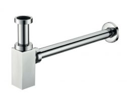 Square brass basin trap chrome