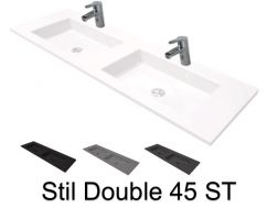 Double vanity top, 50 x 130 cm, suspended or recessed, in mineral resin - DOUBLE STIL 45 ST