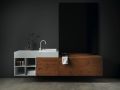 Custom bathroom cabinet, integrated handle, height 20 cm, lacquered finish - EL CONCEPTO