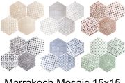 MARRAKECH MOSAIC 15x15 cm - Hexagonal floor and wall tiles, oriental style, Moorish