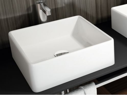 Washbasin, 380 x 380 mm, in white ceramic - APIS