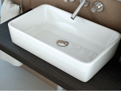 Washbasin, 580 x 380 mm, in white ceramic - KEOPS