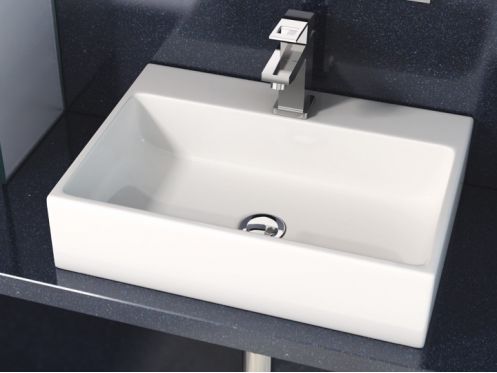 Washbasin, 500 x 350 mm, in white ceramic - LEO