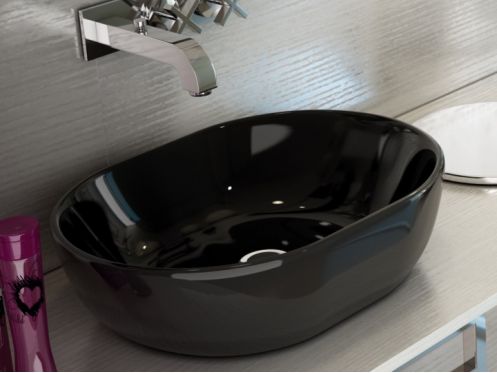 Washbasin, 480 x 340 mm, in black ceramic - MONACO 48 BLACK