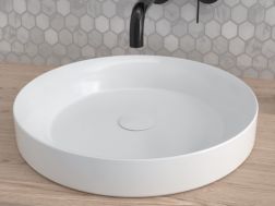 Washbasin, Ø 400 mm, in white ceramic, semi-recessed - ONTARIO