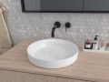 Washbasin, � 400 mm, in white ceramic, semi-recessed - ONTARIO