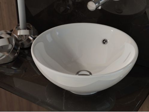 Washbasin, � 400 mm, in white ceramic - BOL CR