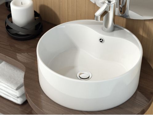 Washbasin, � 410 mm, in white ceramic - ROUND 41
