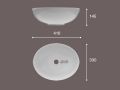 washbasin, 410 x 330 mm, in white ceramic - OVAL