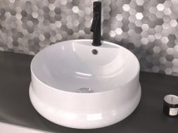 Washbasin, Ø 450 mm, in white ceramic - ARA