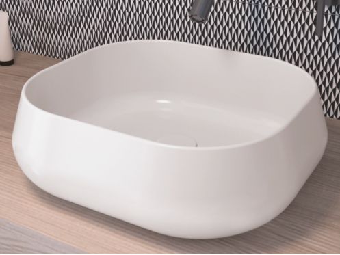 Washbasin, 450 x 400 mm, in white ceramic - LENA
