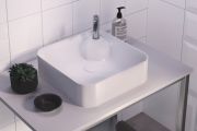 Washbasin, 425 x 425 mm, in white ceramic - YELTES