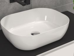 Washbasin, 500 x 395 mm, in fine white ceramic - AMUR