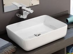 Washbasin, 500 x 400 mm, in fine white ceramic - IRIS