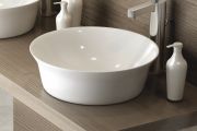 Washbasin Ø 420 mm, in fine white ceramic - AJAX