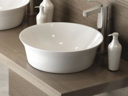 Washbasin Ø 420 mm, in fine white ceramic - AJAX