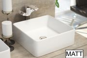 Washbasin, 365 x 365 mm, in fine white ceramic - SATET WHITE MATT