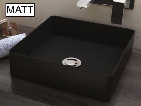 Washbasin, 365 x 365 mm, in fine black ceramic - SATET BLACK MATT
